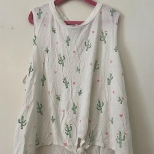 Super cute white tank top with cacti!